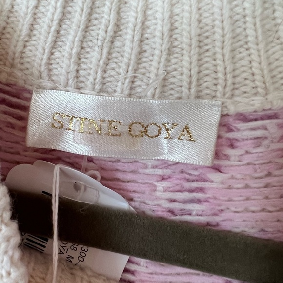 Stine Goya Pink and Cream Cable Knit Puff Sleeve Carlo Contrast Sweater Medium - Picture 4 of 6